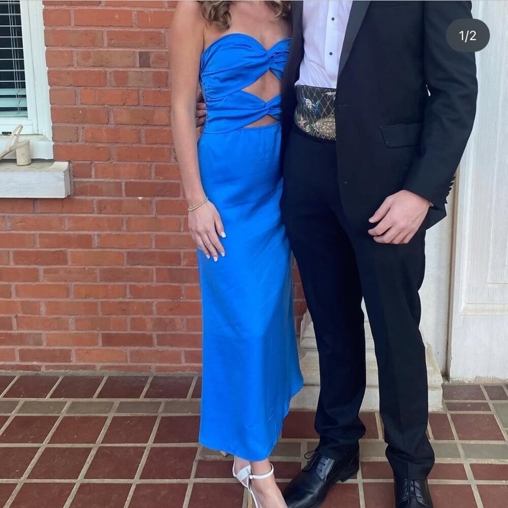Midi Blue Satin Dress
